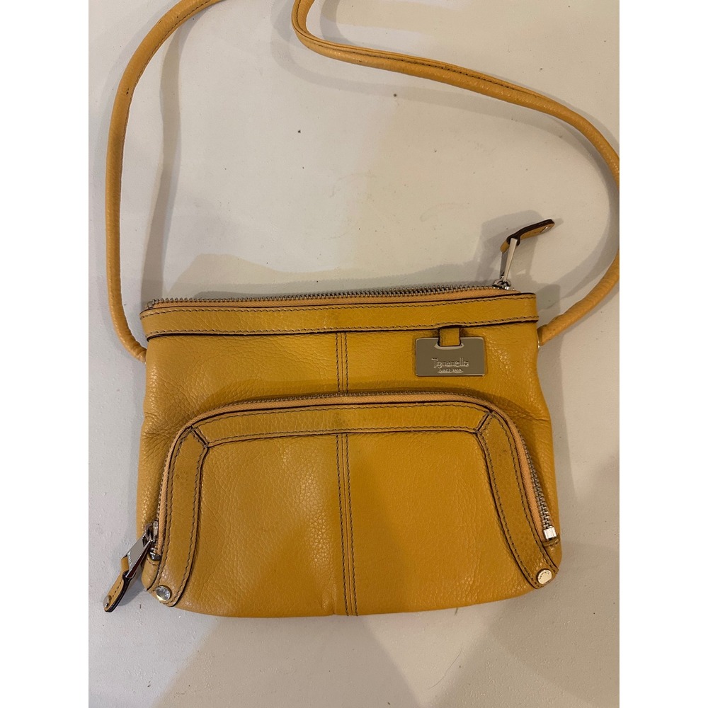 Tignanello Y2K Yellow Pebbled Leather Crossbody Bag